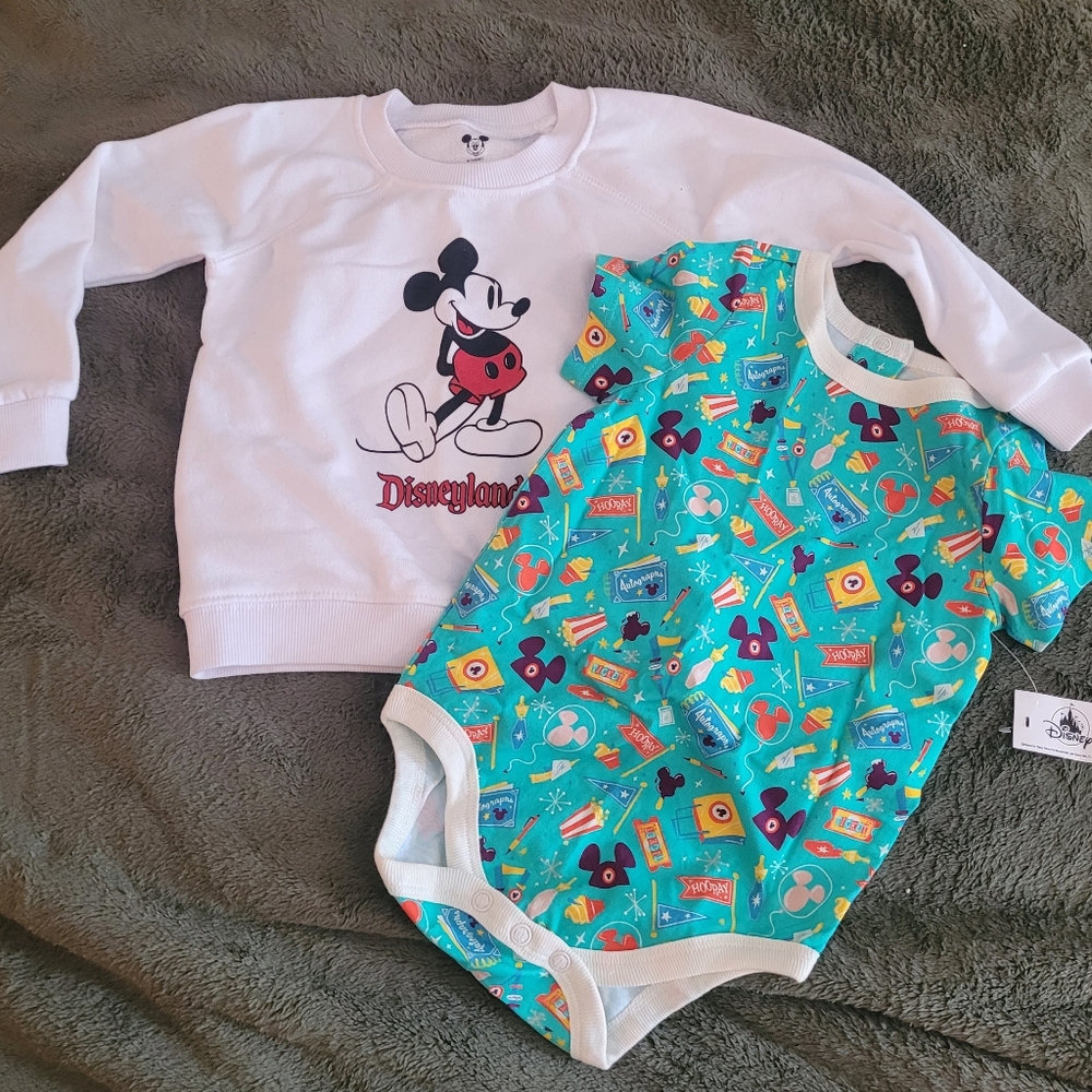 Disney Mickey Mouse Onesie and Crewneck Sweatshirt - White and Teal